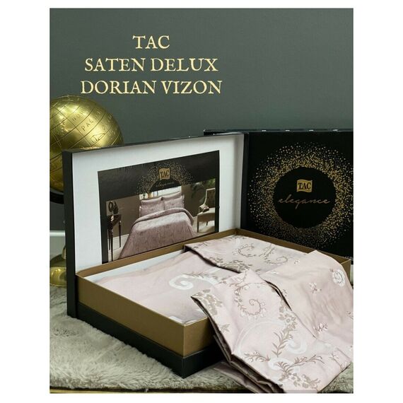 Комплект постельного белья двуспальный из сатина бежевого цвета DELUX Dorian, 200х220 см, TAC, изображение 2