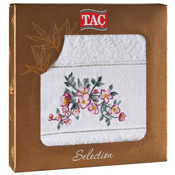 Полотенце подарочное махровое кремового цвета с вышивкой FLOWER 50х90 см, TAC, изображение 2