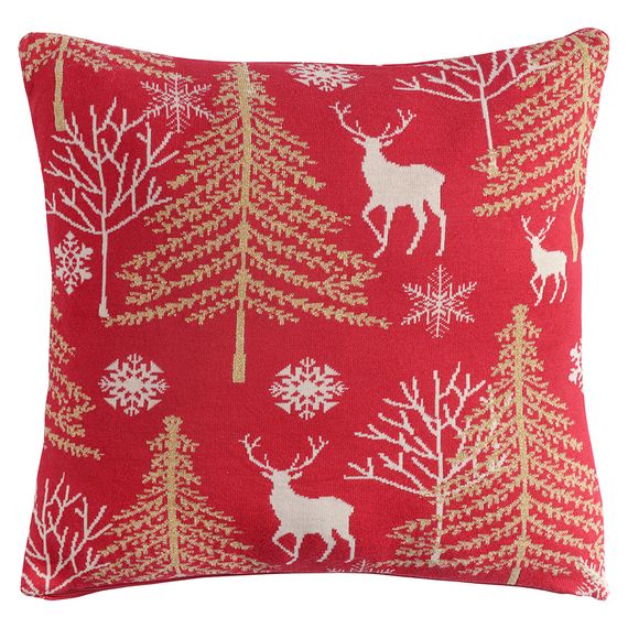 Подушка вязаная с новогодним рисунком Winter fairytale  из коллекции New Year Essential, 45х45 см, Tkano