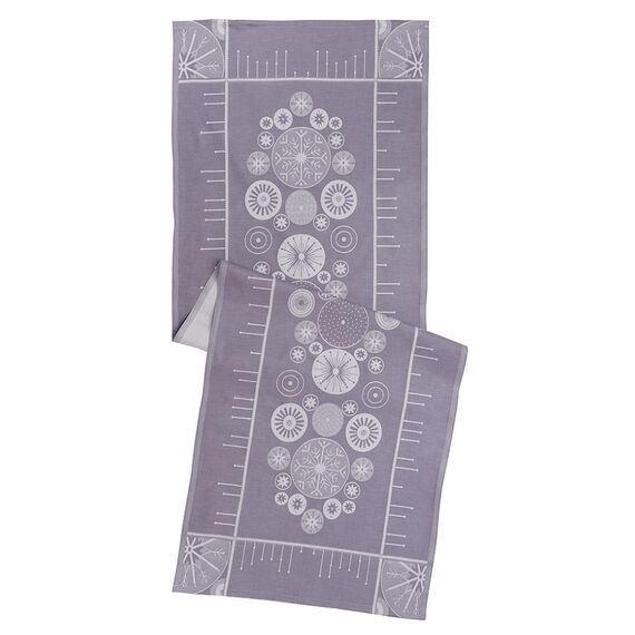 Дорожка из хлопка фиолетово-серого цвета с рисунком Ледяные узоры, New Year Essential, 53х150см, Tkano, изображение 2