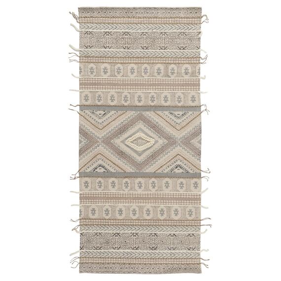 Ковер из хлопка, шерсти и джута с геометрическим орнаментом из коллекции Ethnic, 70х160 см, Tkano, изображение 2
