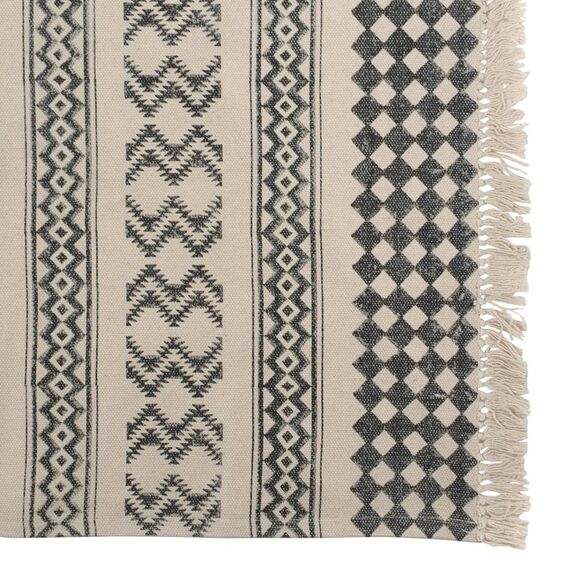 Ковер из хлопка с контрастным орнаментом и бахромой из коллекции Ethnic, 160х230 см, Tkano, изображение 9