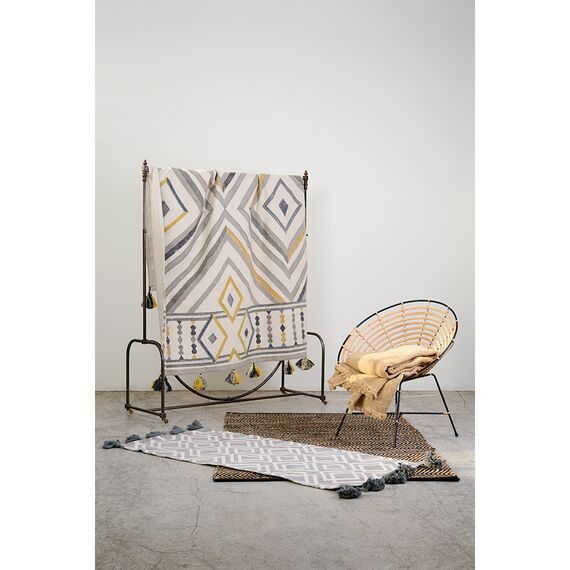 Ковер из хлопка с контрастным узором и кисточками из коллекции Ethnic, 160х230 см, Tkano, изображение 3