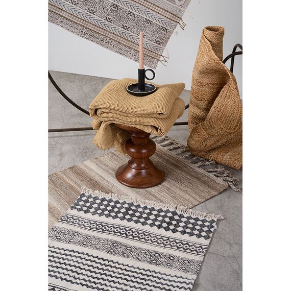 Ковер из хлопка с контрастным орнаментом и бахромой из коллекции Ethnic, 70х160 см, Tkano, изображение 6