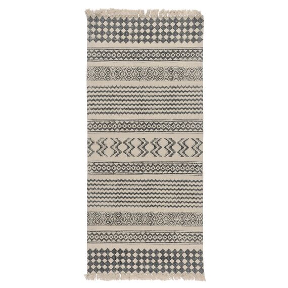 Ковер из хлопка с контрастным орнаментом и бахромой из коллекции Ethnic, 70х160 см, Tkano, изображение 4