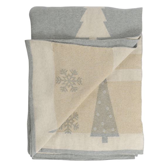 Плед из хлопка с новогодним рисунком Christmas tree из коллекции New Year Essential, 130х180 см, Tkano, изображение 3