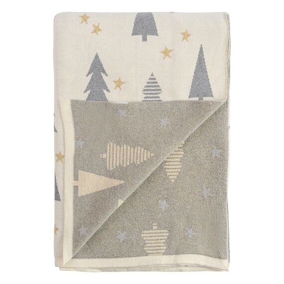 Плед из хлопка с новогодним рисунком Magic forest из коллекции New Year Essential, 130х180 см, Tkano, изображение 3
