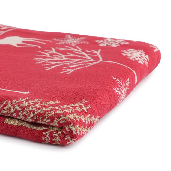 Плед из хлопка с новогодним рисунком Winter fairytale из коллекции New Year Essential, 130х180 см, Tkano, изображение 3