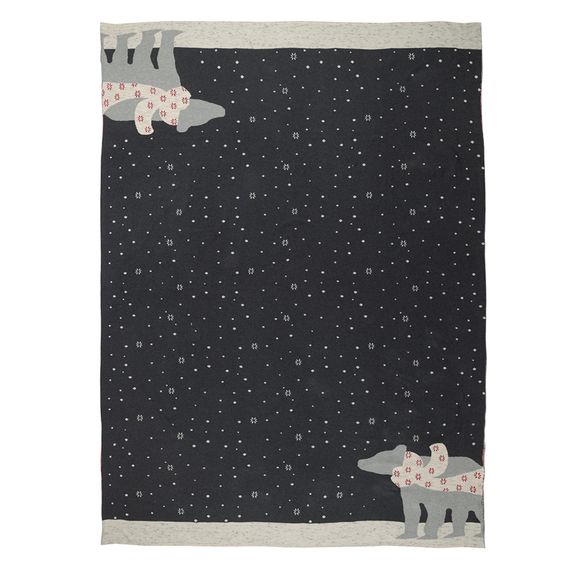 Плед из хлопка с новогодним рисунком Polar bear из коллекции New Year Essential, 130х180 см, Tkano, изображение 4