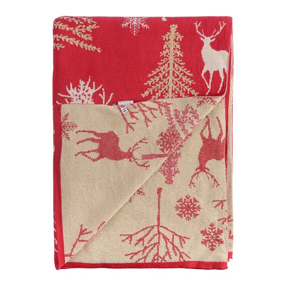 Плед из хлопка с новогодним рисунком Winter fairytale из коллекции New Year Essential, 130х180 см, Tkano, изображение 2
