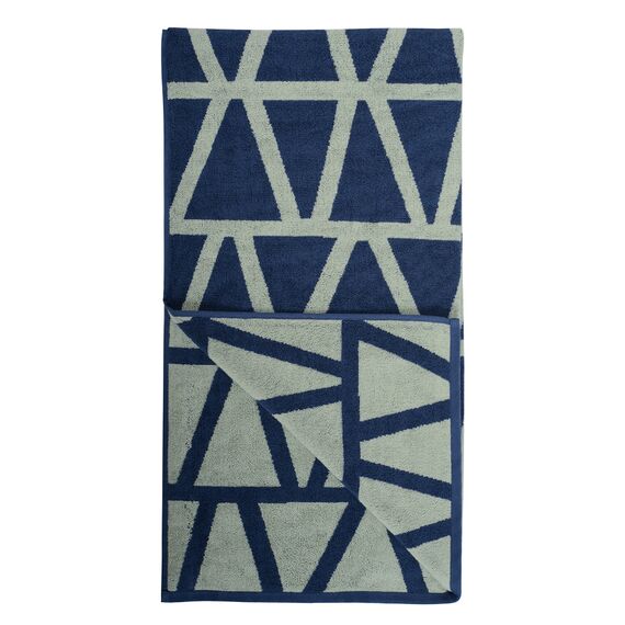 Полотенце жаккардовое банное с авторским дизайном Geometry серо-синее Wild, 70х140 см, Tkano, изображение 5