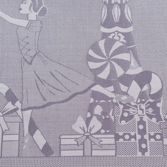 Скатерть из хлопка фиолетово-серого цвета с рисунком Щелкунчик, New Year Essential, 180х180см, Tkano, изображение 4