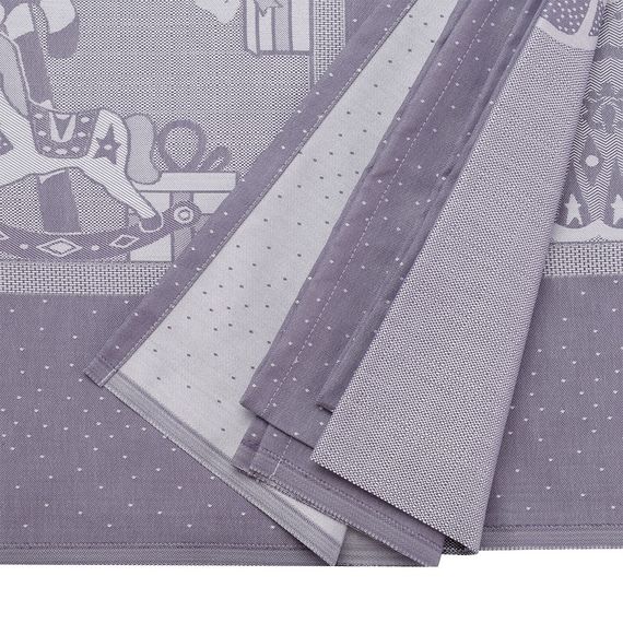 Скатерть из хлопка фиолетово-серого цвета с рисунком Щелкунчик, New Year Essential, 180х180см, Tkano, изображение 5