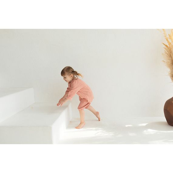 Рубашка из хлопкового муслина цвета пыльной розы из коллекции Essential 3-4Y, Tkano, изображение 3