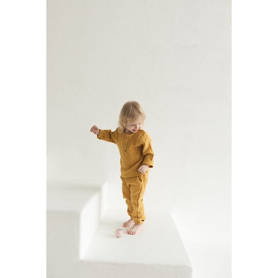 Штаны из хлопкового муслина горчичного цвета из коллекции Essential 4-5Y, Tkano, изображение 2