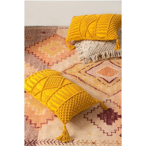 Чехол на подушку макраме горчичного цвета из коллекции Ethnic, 35х60 см, Tkano, изображение 7