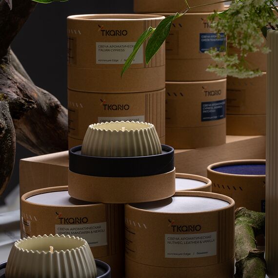Свеча ароматическая Lemon, Mandarin & Neroli из коллекции Edge, бежевый, 30 ч, Tkano, изображение 2