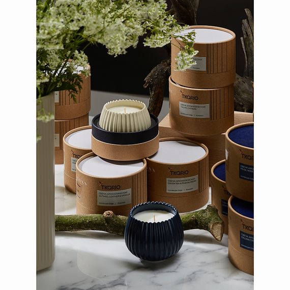 Свеча ароматическая Lemon, Mandarin & Neroli из коллекции Edge, синий, 30 ч, Tkano, изображение 2