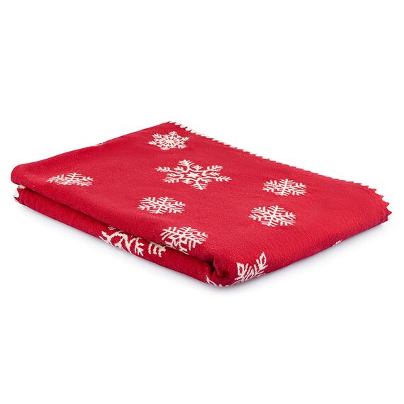 Плед из хлопка с новогодним рисунком Fluffy snowflakes из коллекции New Year Essential, 130х180 см, Tkano, изображение 5