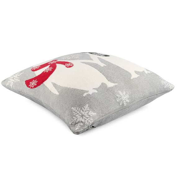 Подушка вязаная с новогодним рисунком Festive penguins из коллекции New Year Essential, 45x45 см, Tkano, изображение 4