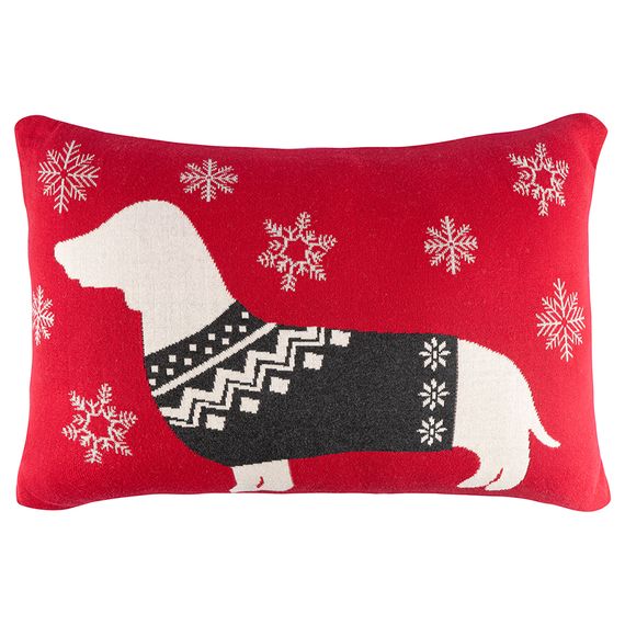 Подушка вязаная с новогодним рисунком Fancy doggy из коллекции New Year Essential, 40х60 см, Tkano