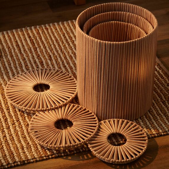 Корзина плетеная Dholak Beige из коллекции Ethnic, размер L, Tkano, изображение 7