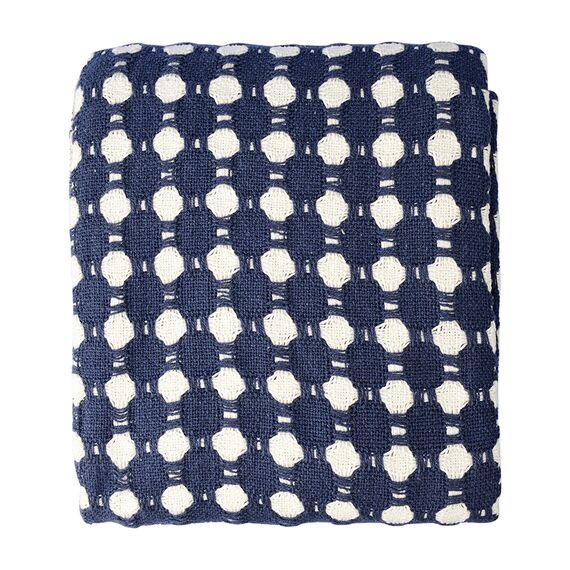 Покрывало из хлопка Polka dots темно-синего цвета из коллекции Essential, 230х250 см, Tkano, изображение 7