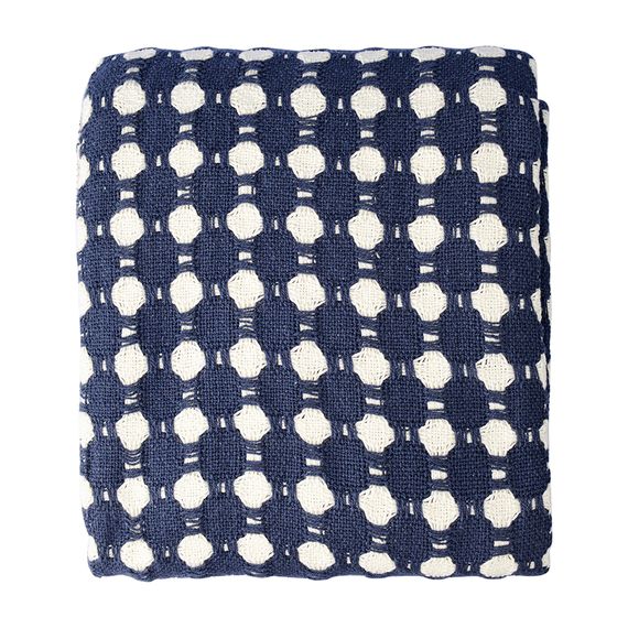 Покрывало из хлопка Polka dots темно-синего цвета из коллекции Essential, 180х250 см, Tkano, изображение 7