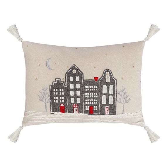 Подушка декоративная Snowy Town из коллекции New Year Essential, 30х45 см, Tkano
