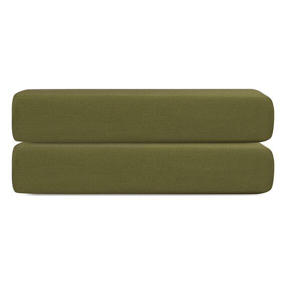Простыня на резинке из сатина из коллекции Meditation, olive, 160х200х30 см, Tkano