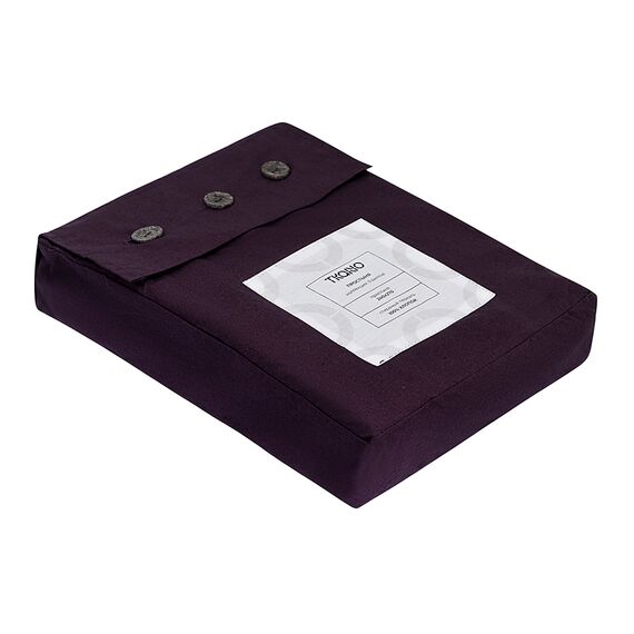 Простыня из стираного перкаля сливового цвета из коллекции Essential, 240х270 см, Tkano, изображение 8