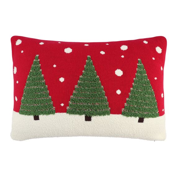 Подушка вязаная с новогодним рисунком Festive Wood из коллекции New Year Essential, 40x60 см, Tkano