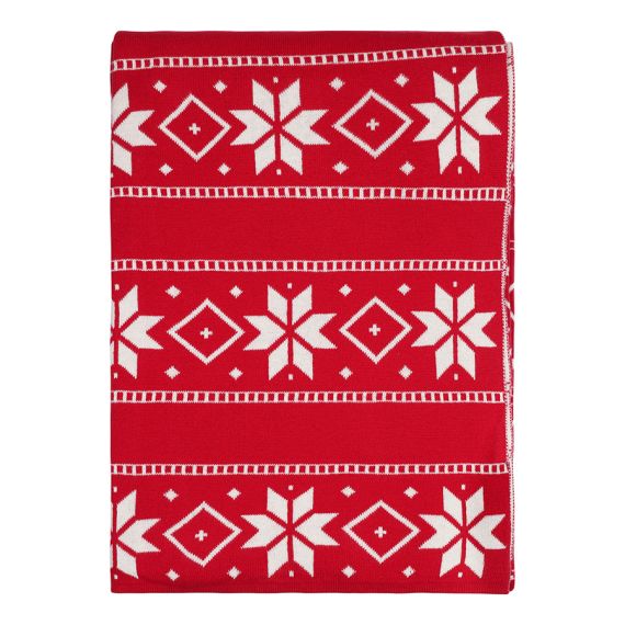 Плед из хлопка с новогодним рисунком Frostwork из коллекции New Year Essential, 130x180 см, Tkano