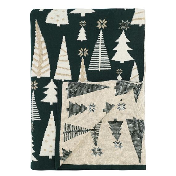 Плед из хлопка с новогодним рисунком Whitewood из коллекции New Year Essential, 130x180 см, Tkano, изображение 2