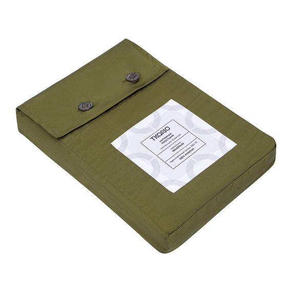 Простыня на резинке из премиального сатина оливкового цвета из коллекции Essential, 160х200х30 см, Tkano, изображение 5