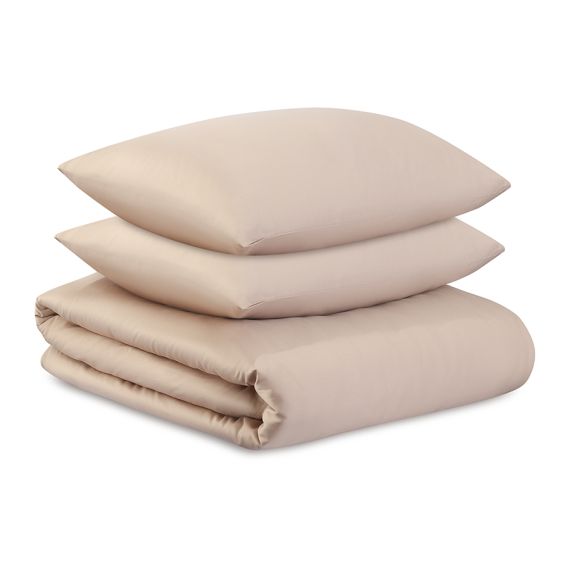 Комплект постельного белья из премиального сатина бежевого цвета из коллекции Essential, 200х220 см, Tkano