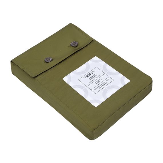 Простыня на резинке из премиального сатина оливкового цвета из коллекции Essential,  180х200х30 см, Tkano, изображение 5