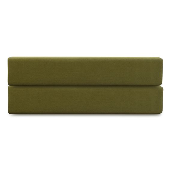 Простыня на резинке из премиального сатина оливкового цвета из коллекции Essential,  180х200х30 см, Tkano