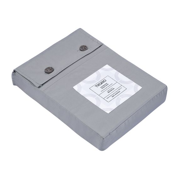 Простыня на резинке из премиального сатина светло-серого цвета из коллекции Essential,  180х200х30 с, Tkano, изображение 5