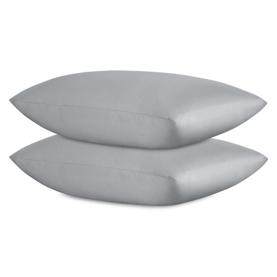 Набор наволочек из премиального сатина светло-серого цвета из коллекции Essential, 50х70 см, Tkano