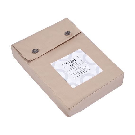 Простыня на резинке из премиального сатина бежевого цвета из коллекции Essential,  180х200х30 см, Tkano, изображение 5