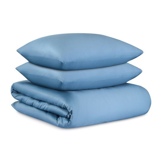 Комплект постельного белья из премиального сатина джинсово-синего цвета из коллекции Essential, 200х, Tkano