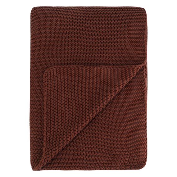 Плед из хлопка жемчужной вязки коричневого цвета из коллекции Essential, 130x180 см, Tkano, изображение 4