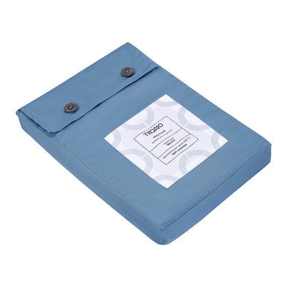 Простыня из премиального сатина джинсово-синего цвета из коллекции Essential, 180х270 см, Tkano, изображение 2