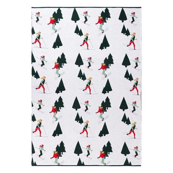 Плед из хлопка с новогодним рисунком Let's Ski из коллекции New Year Essential, 130x180 см, Tkano, изображение 5