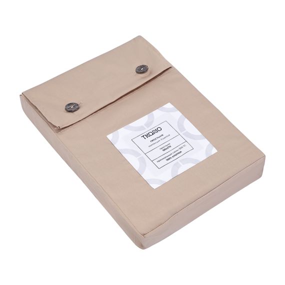 Простыня из премиального сатина бежевого цвета из коллекции Essential, 180х270 см, Tkano, изображение 2