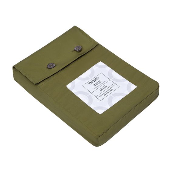 Простыня на резинке из премиального сатина оливкового цвета из коллекции Essential, 200х200х30 см, Tkano, изображение 5