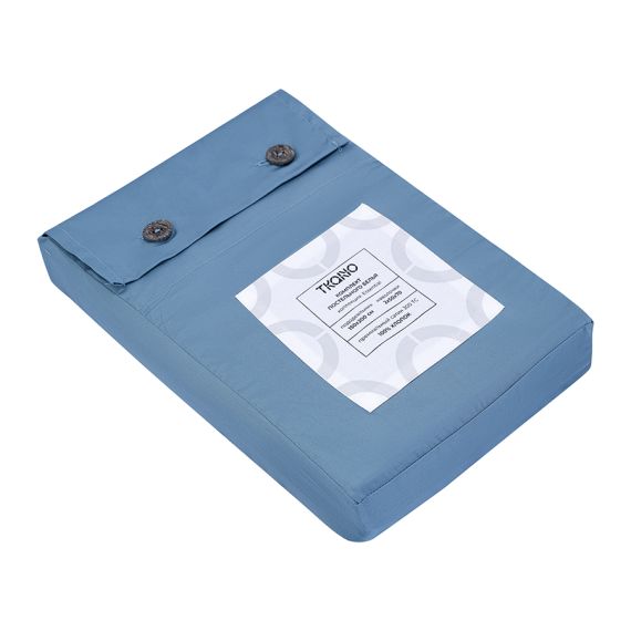 Комплект постельного белья из премиального сатина джинсово-синего цвета из коллекции Essential, 150х, Tkano, изображение 6