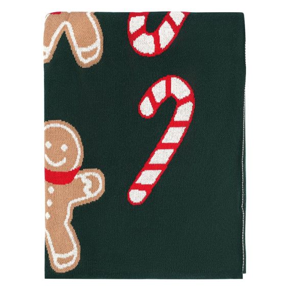 Плед из хлопка с новогодним рисунком Gingerman из коллекции New Year Essential, 130x180 см, Tkano