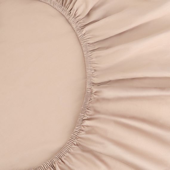 Простыня на резинке из премиального сатина бежевого цвета из коллекции Essential,  180х200х30 см, Tkano, изображение 4